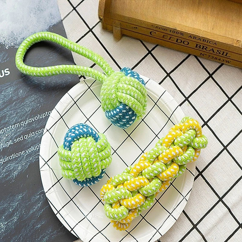 Knotted Rope Ball Dog Toy - Tug & Teeth Cleaning