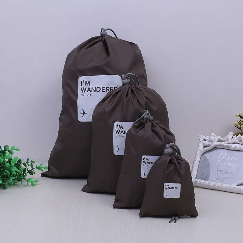 4 Pcs/Set Travel Waterproof Drawstring Storage Bags for Clothes Shoes Toys Multi Purpose Home Organize Pouches
