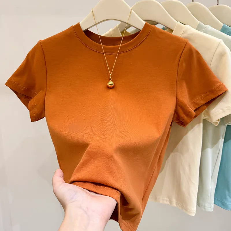 Women's plain cotton t-shirt - view 21