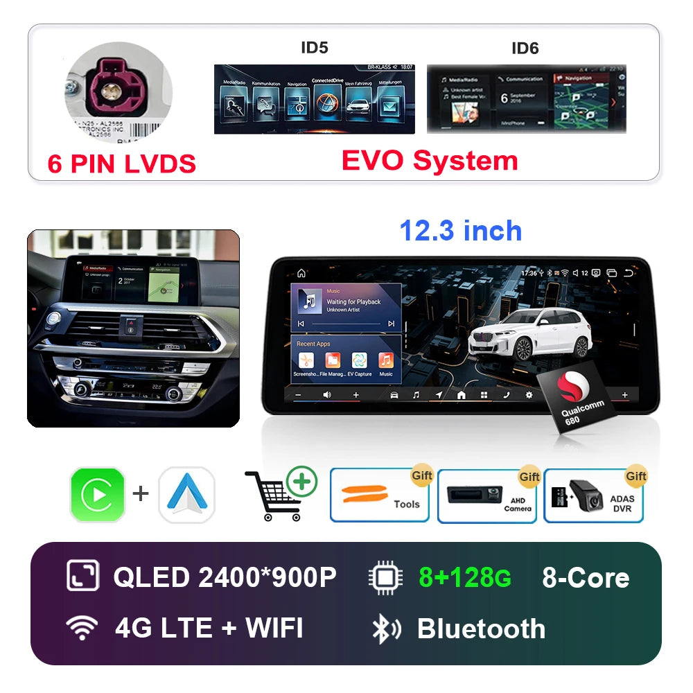 Car Stereo with Apple CarPlay & Android Auto, Compatible with BMW X3 G01 & X4 G02 (EVO System)