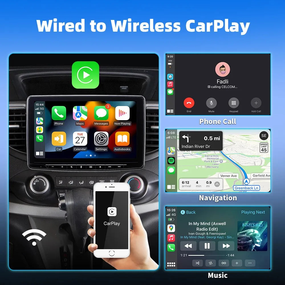 2 in 1 Wireless CarPlay Android Auto Adapter Car Dongle Auto Connect Plug & Play for iPhone and Android Factory Wired Car