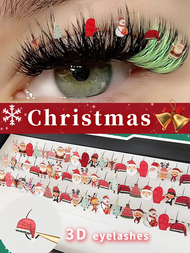 Honey Eyelash DIY Christmas Eyelashes Extensions Glitter A/M Snowflake Eyelashes False Lashes 10-15mm