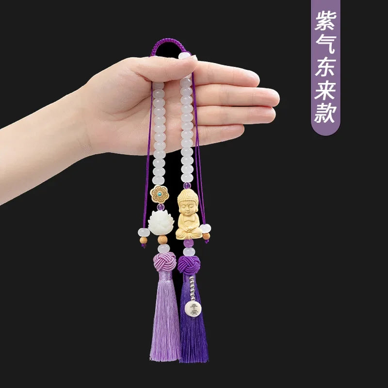 Chinese Traditional Culture Buddha Bodhi Car Pendant High-end Ping An Car Jewelry Car Lotus Rearview Mirror Pendant Oranments
