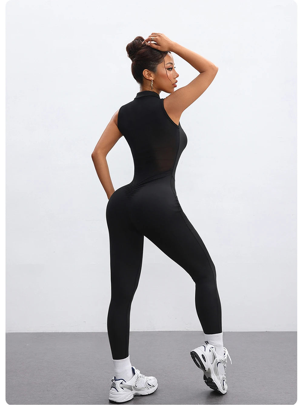 Women's Mesh Back One-Piece Yoga Jumpsuit - Hip-Lifting Long Pants Fitness Outfit - photo 13