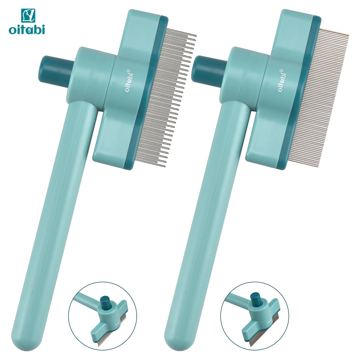 OITABI 1/2PCS Rotatable Flea Comb for Cat Dog Brush for Shedding Pet Hair Removal Comb with Stainless Steel Teeth for Deshedding