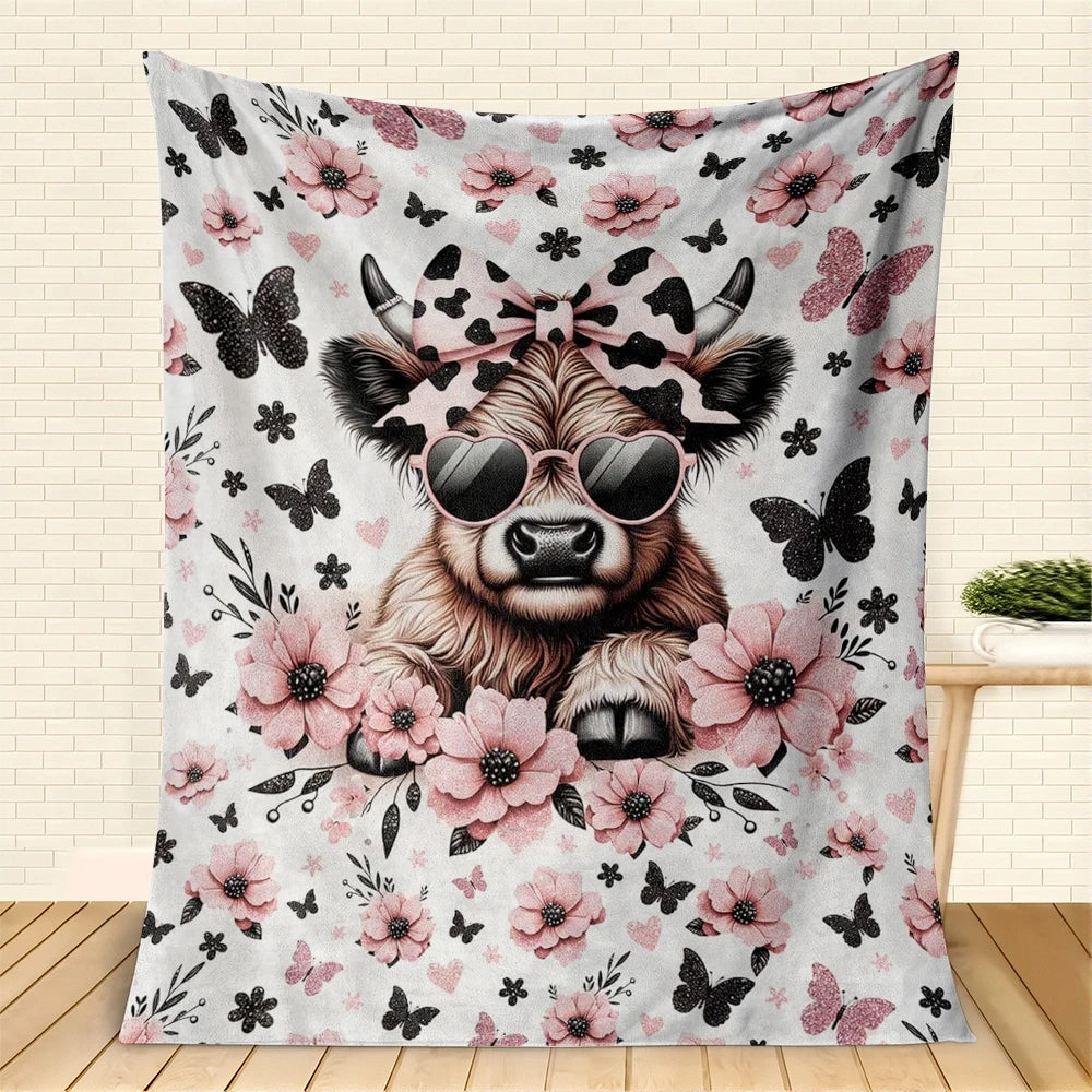 Highland Cow Flannel Throw Blanket