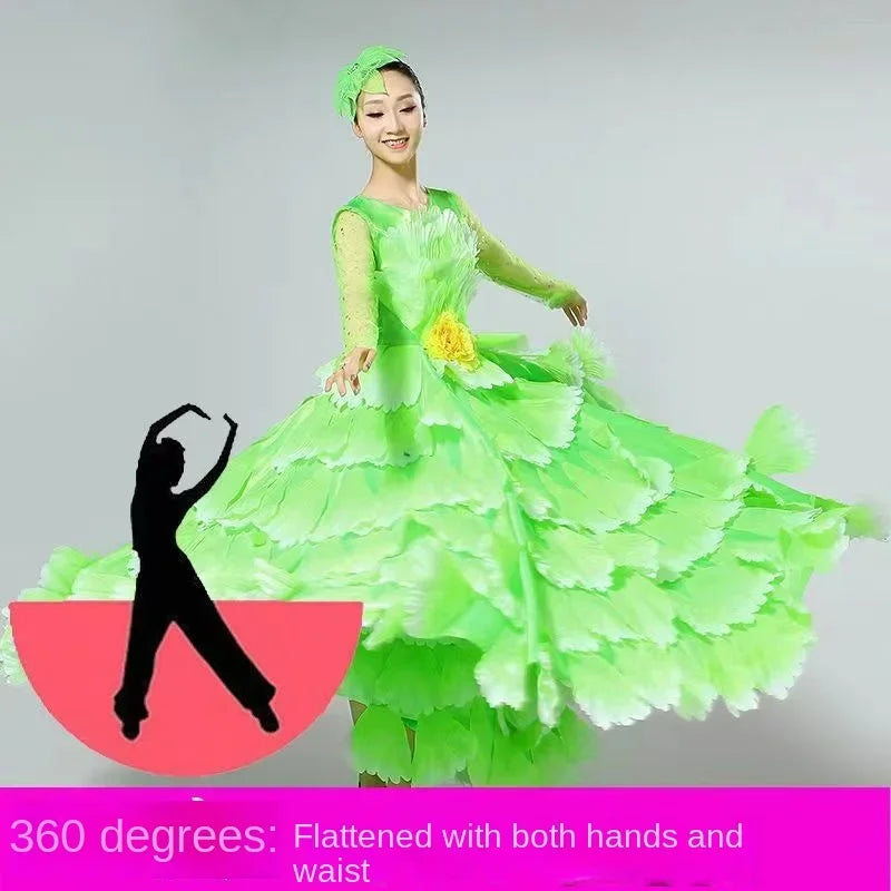 Women's big swing petal flamenco dress