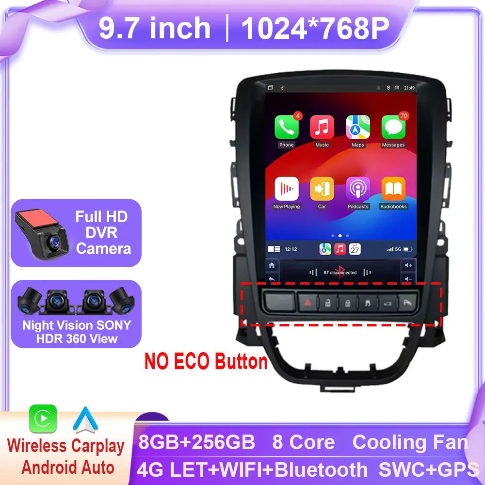 Android Car Stereo for Opel Astra J, Vauxhall, Holden, Cascada (2009–2015) — CarPlay, Android Auto, GPS, WiFi