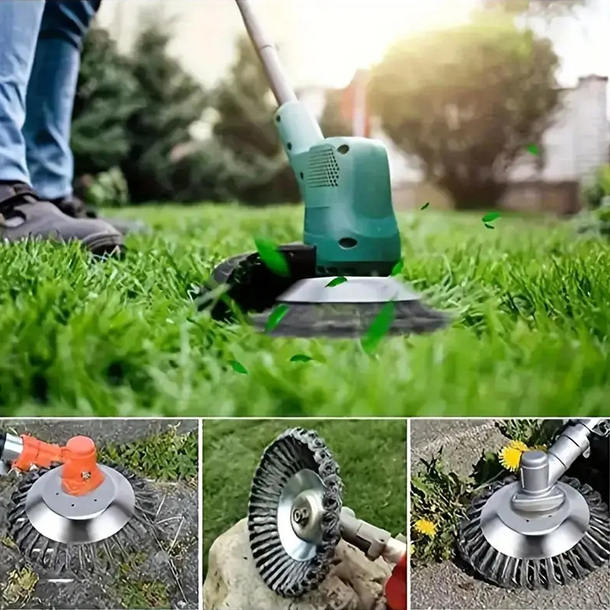 8 inch Steel Wire Wheel Garden Weed Brush Lawn Mower Grass Eater Trimmer Cutter Tools Garden Grass Trimmer Head Weed Brush
