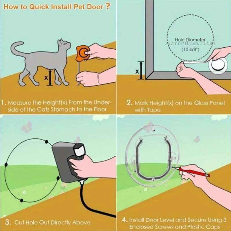 4-Way Locking Cat Flap with Access Hole - Small Pet Door – photo 5