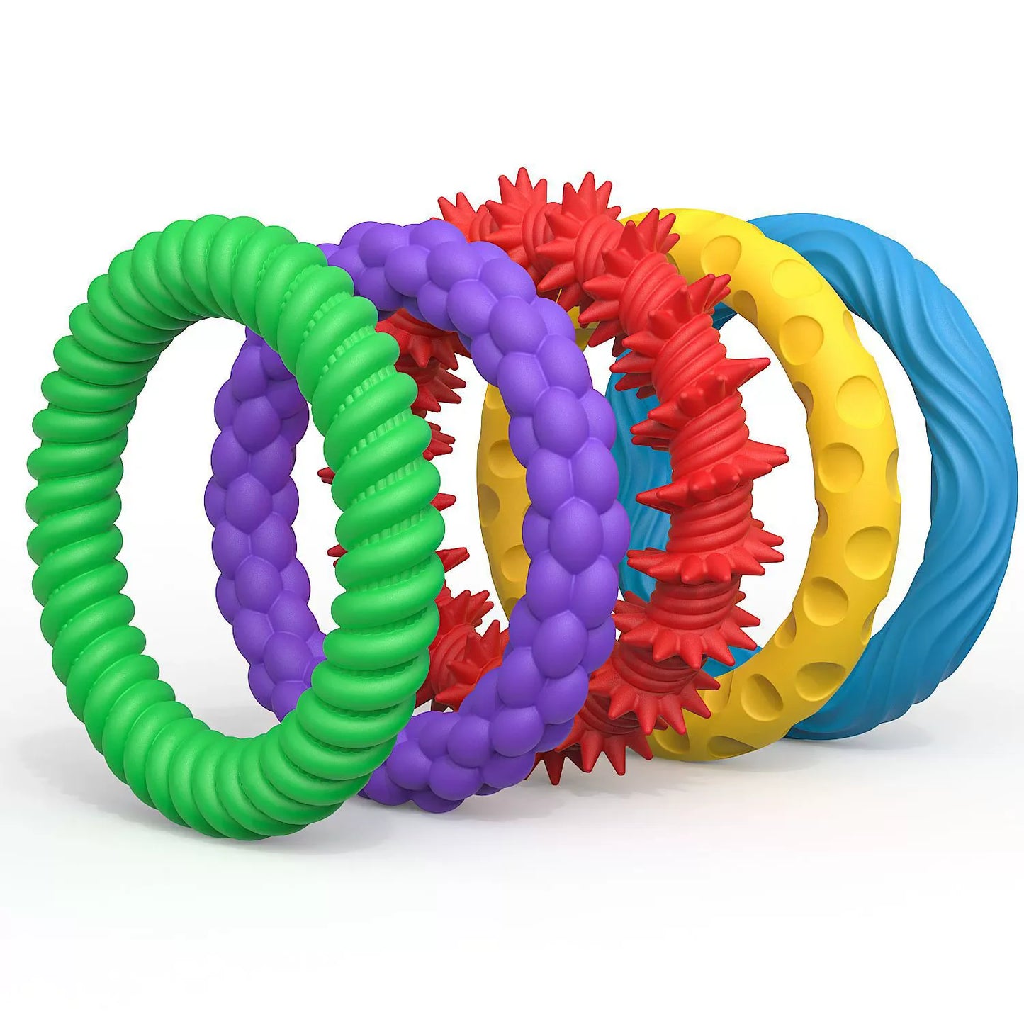 5/6/12Pcs Silicone Bracelet Ring Stone Textured Sensory Fidget Toys For Adults Autism Sensory Toys For Kids Fidget Stress Toys