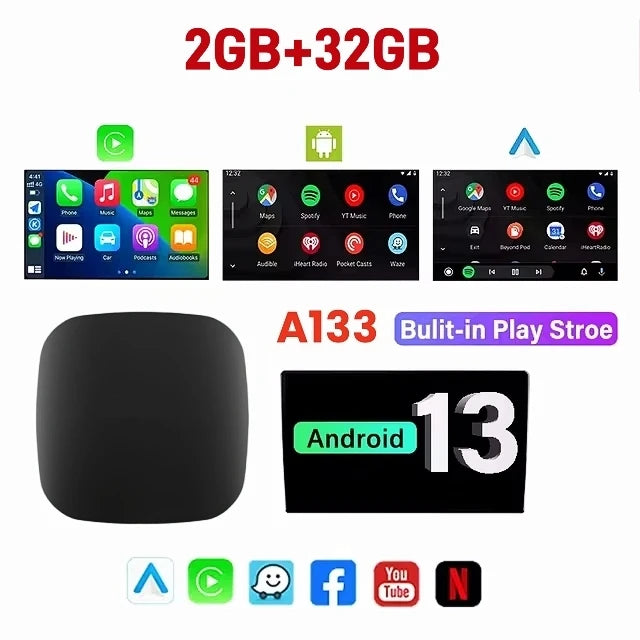 3-in-1 Wireless CarPlay & Android Auto AI Box (Android TV)