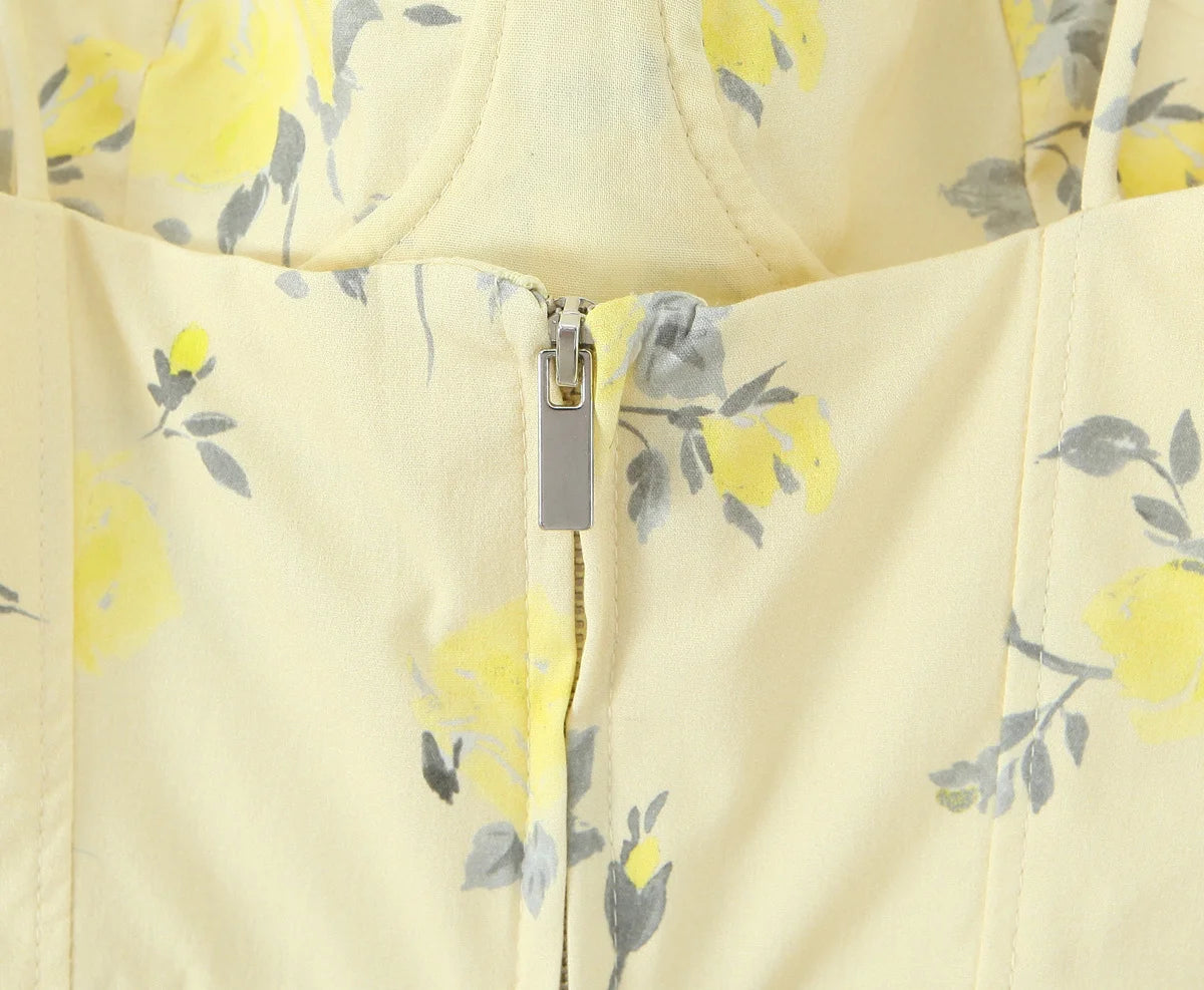 Elegant Backless Floral Corset Cami Top for Summer Parties