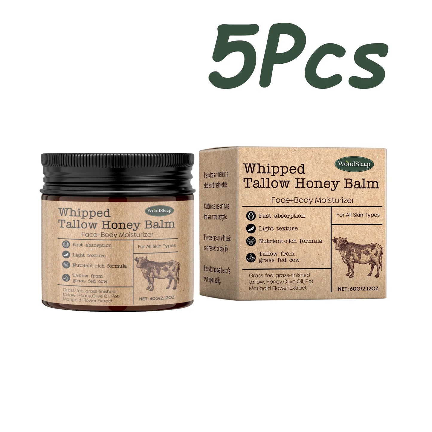 Whipped Beef Tallow Honey Balm - Brightening Grass-Fed Face & Body Cream