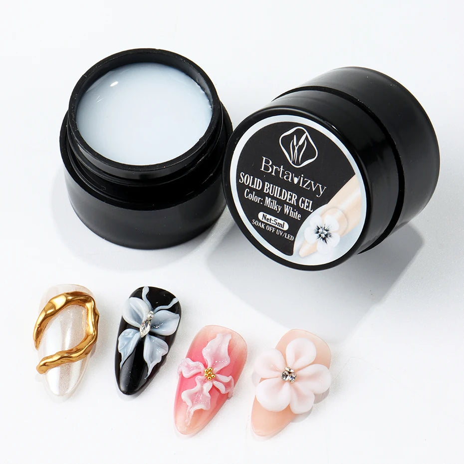 5ml Pearl White 3D Sculpting Gel for Nail Polish Non-Stick Hand Extension Gel 3D Shaping Carving Flower Gel DIY Nail Art Decor
