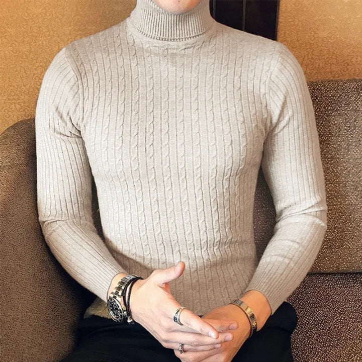 Men's Turtleneck Sweater, Slim Knit Pullover