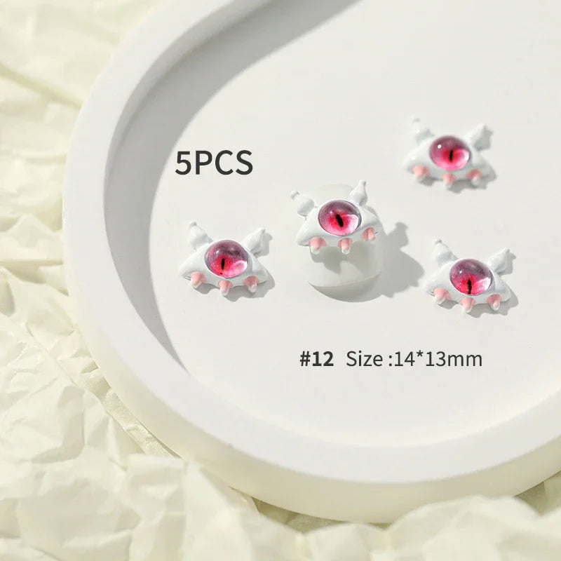 5pcs Halloween Nail Gems Decoration Charms Strass Ongles Nail Rhinestones Halloween Nails Accessories Christmas Nail Art Charms