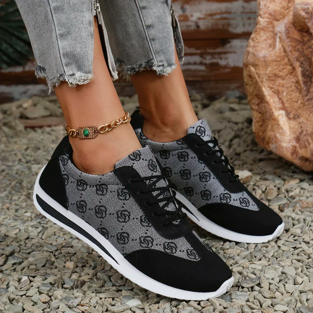 Cross-Strap Designer Sneakers for Women — Breathable Flat Casual Walking Shoes