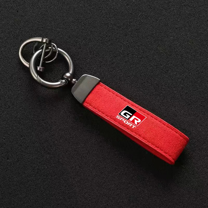 Suede Metal Buckle Car Keychain Keyring Men Gift Accessories for Toyota GR Sport Gazoo Racing Yaris 86 Corolla Hilux Supra C-HR