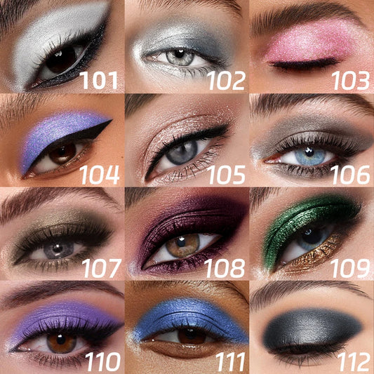 12 Color Metallic Glitter Eyeshadow Pencil and Liner Pen, Long Lasting Cream Eye Shadow