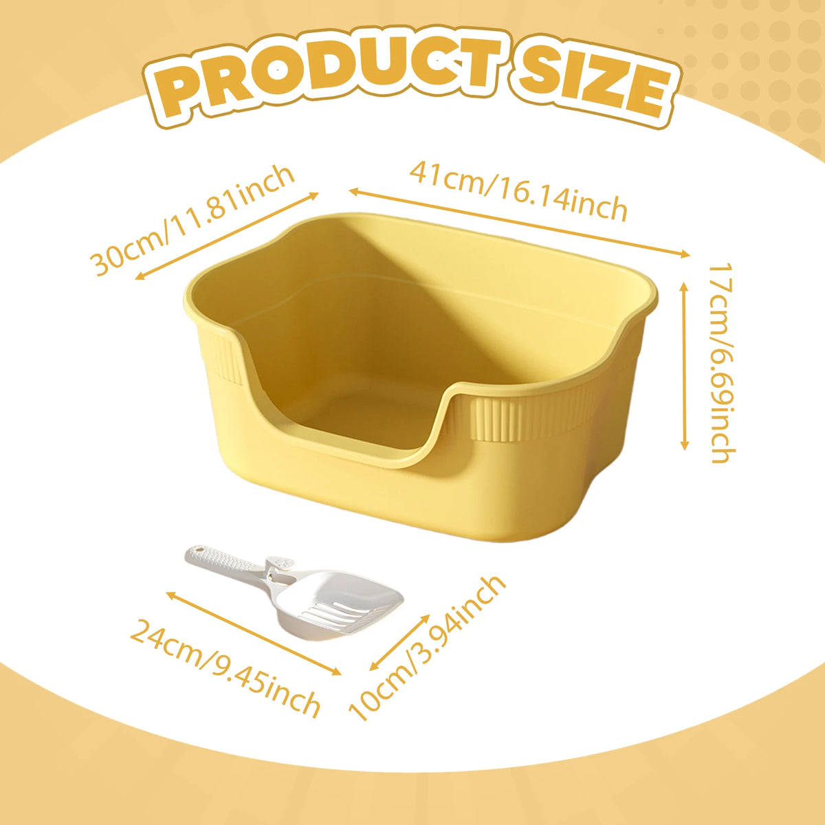 Semi-Enclosed Cat Litter Box with Scoop - Anti-Splash Tray – photo 8
