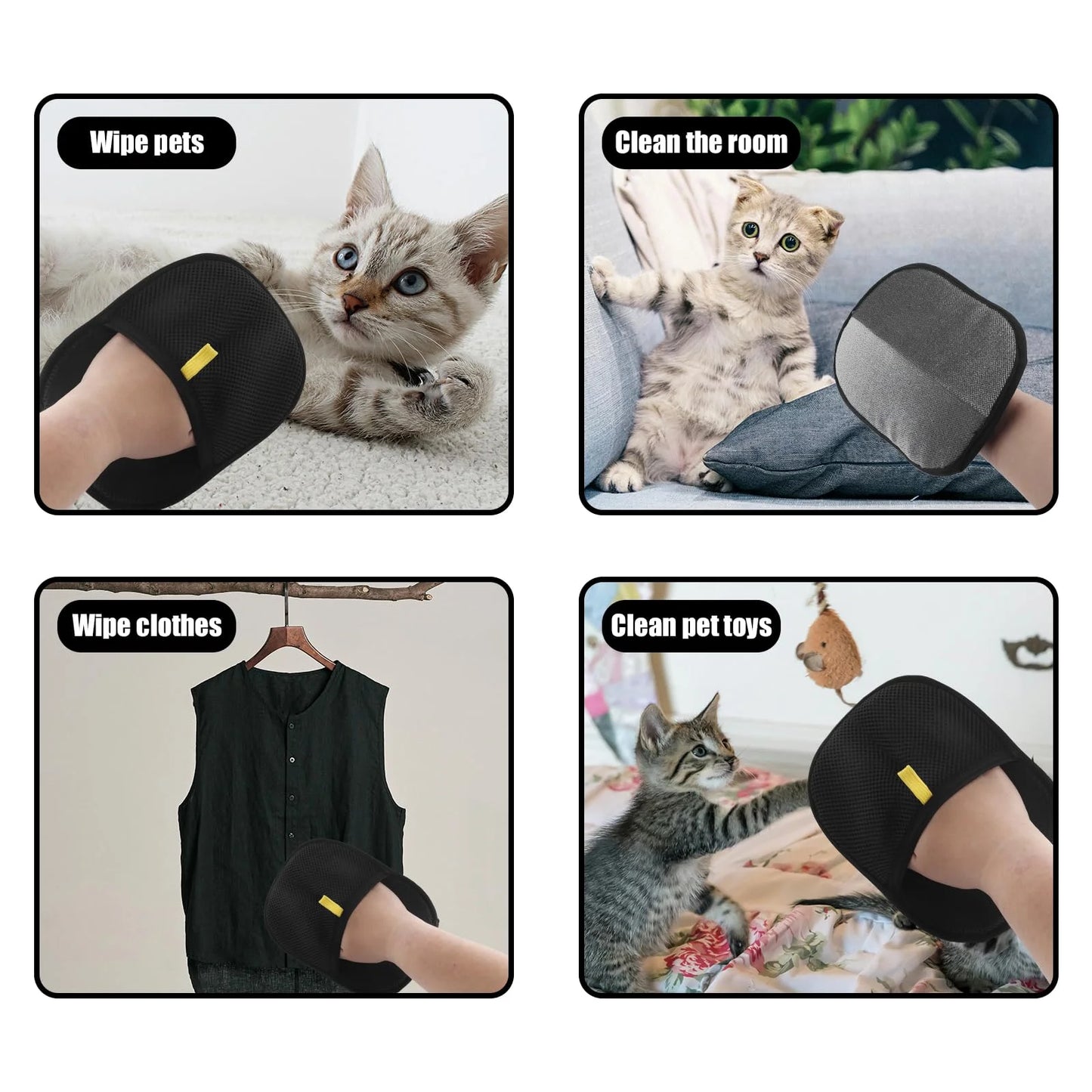 1pc Pet Hair Removal Tool Reusable Static Removal Gloves Double-Sided Grooming Gloves for Pets, Removes Pet Fur Hair for Carpets