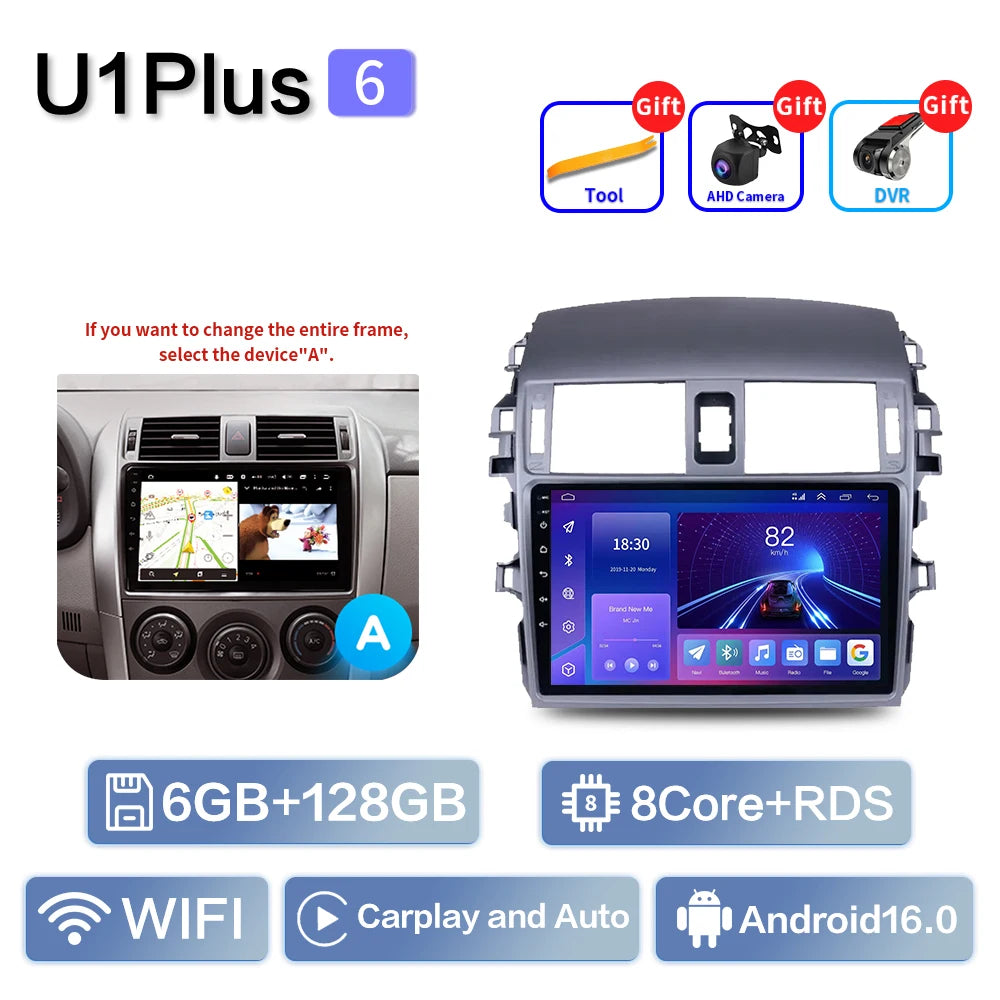 Android Car Stereo for Toyota Corolla E140/E150 (2006–2013) — CarPlay, Android Auto, DSP, 4G, Subwoofer Output