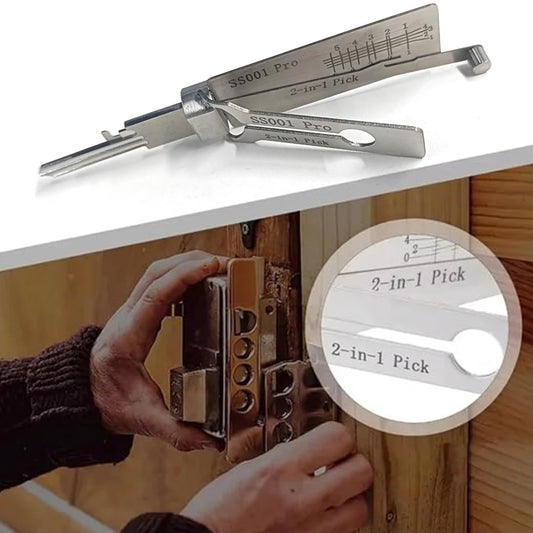 SS001 Stainless Steel Key Decoder & Lock Pick Set – 2-in-1 Precision Hook Tool with O-Ring Pickup Kit | Locksmith Repair Tool