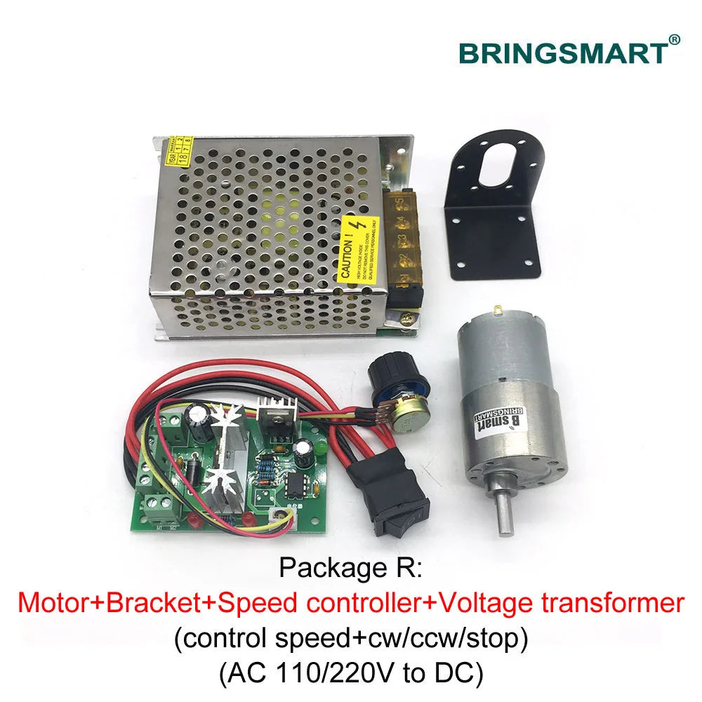 Bringsmart JGB37-3530 Gear Motor High Torque 12v DC Motor 7-960rpm Motor Reduction Gearbox Box Motor Electrico Reversible
