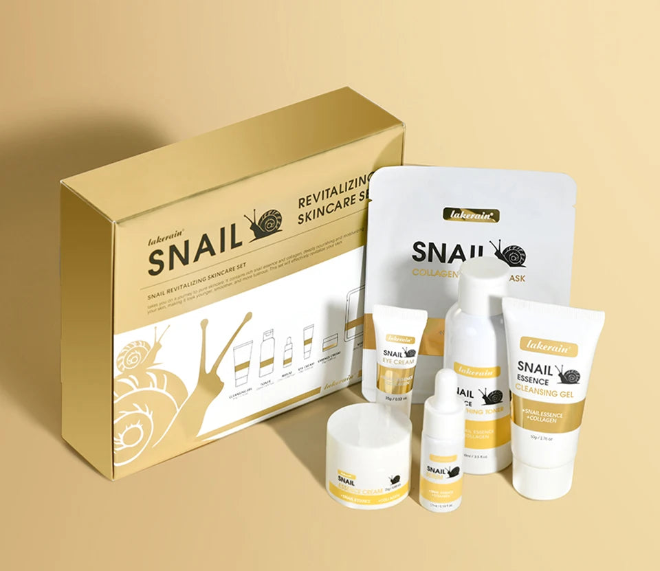 Lakerain Snail Collagen Skin Care Set Smoothing Skin Long Lasting Hydrating Deep Cleaning Improve Elasticity Face Care Kits
