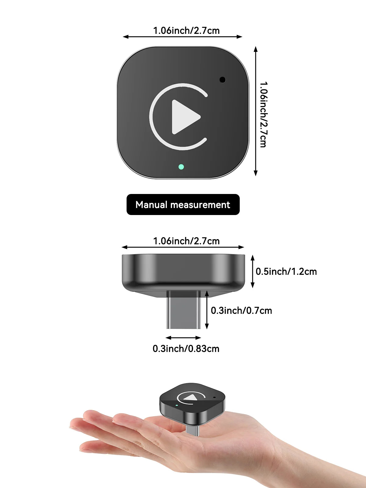 (Type-C)2 in 1 carplay Dongle,Wireless CarPlay Apapter USB C / Android Auto USB C For Converts Wired to Wireless Plug & Play