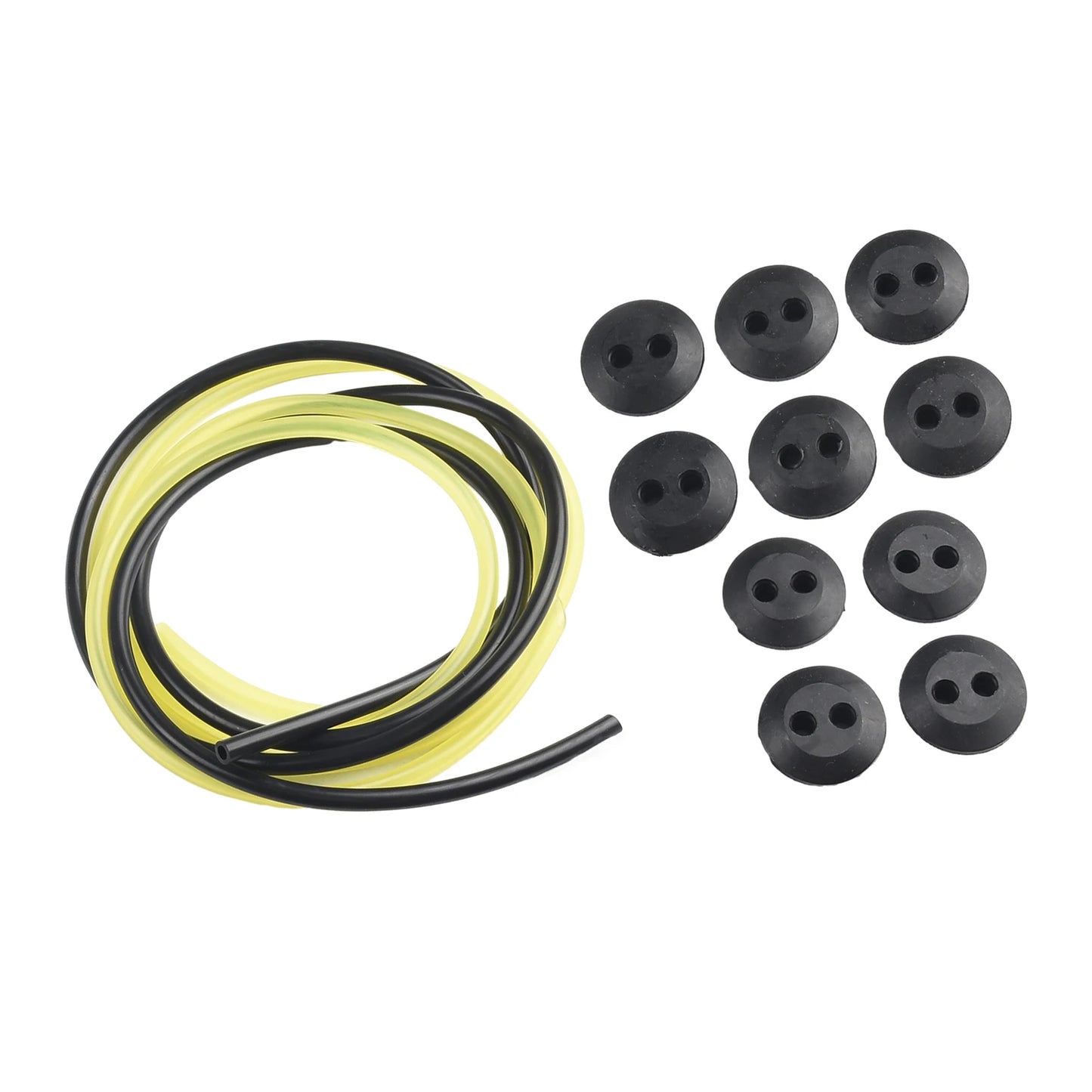 12pcs 2 Holes Fuel Tank Grommet Rubber With Fuel Line Pipe For Brush Cutter Grass Trimmer Engine Part Garden Tool