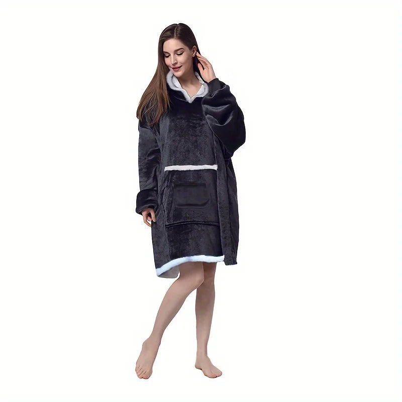 Wearable Blanket Hoodie with Big Pockets, Oversized