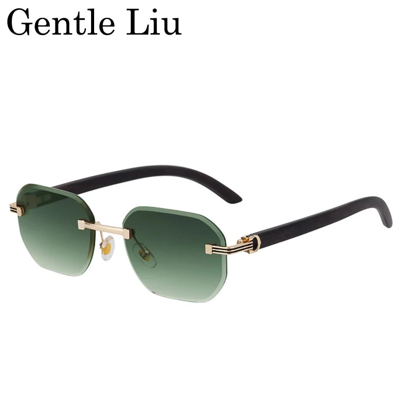 Rimless Square Sunglasses for Men — UV400 Anti-Blue-Light