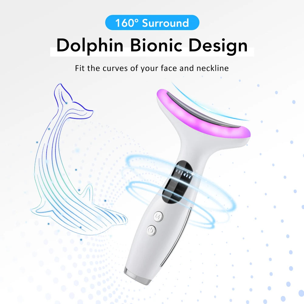 EMS Face Neck Beauty Device 7 Colors LED Light Skin Rejuvenation Tightening Anti Wrinkles Vibration Facial Lifting Massager