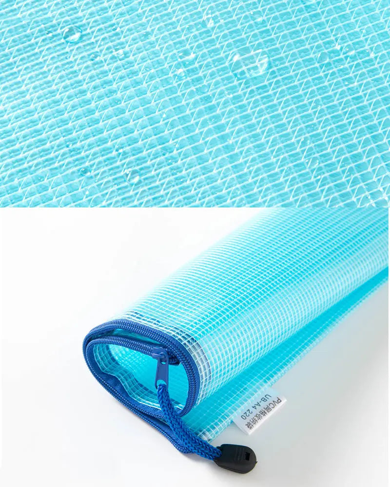 10PCS Stationery Storage Folder File Mesh Zipper Pouch Document Bag Office and Educational Supplies Storage Students Stationery