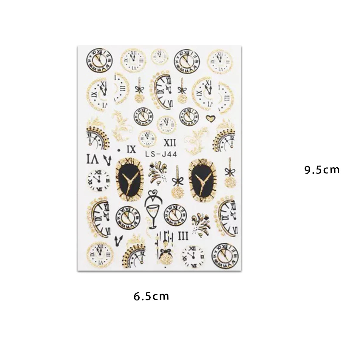 2PCS New Year clock fireworks nail stickers, easy to apply for nail decoration DIY, gifts, party and wedding makeup styling