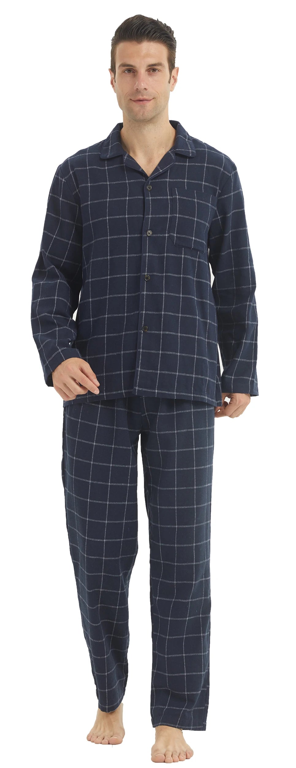Men's Flannel Plaid Pajama Set - Button Shirt & Pants with Pockets - photo 11