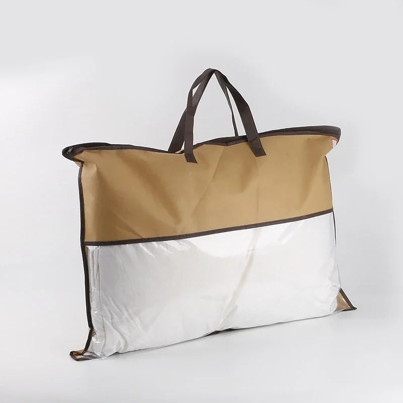 1PC Non woven zipper dustproof storage bag Pillow and clothing storage PVC transparent bag Quilt blanket pillow handbag