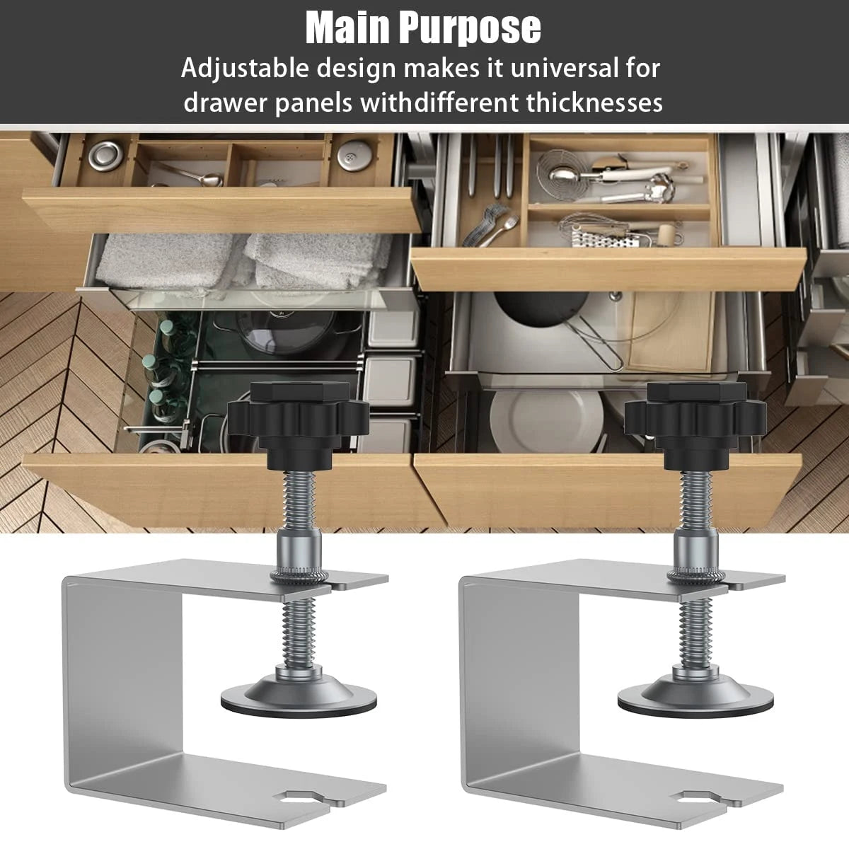 2Pcs Woodworking Jig Cabinet Tool Home Furniture Accessories Steel Drawer Front Installation Clamps Drawer Panel Clips Hand Tool