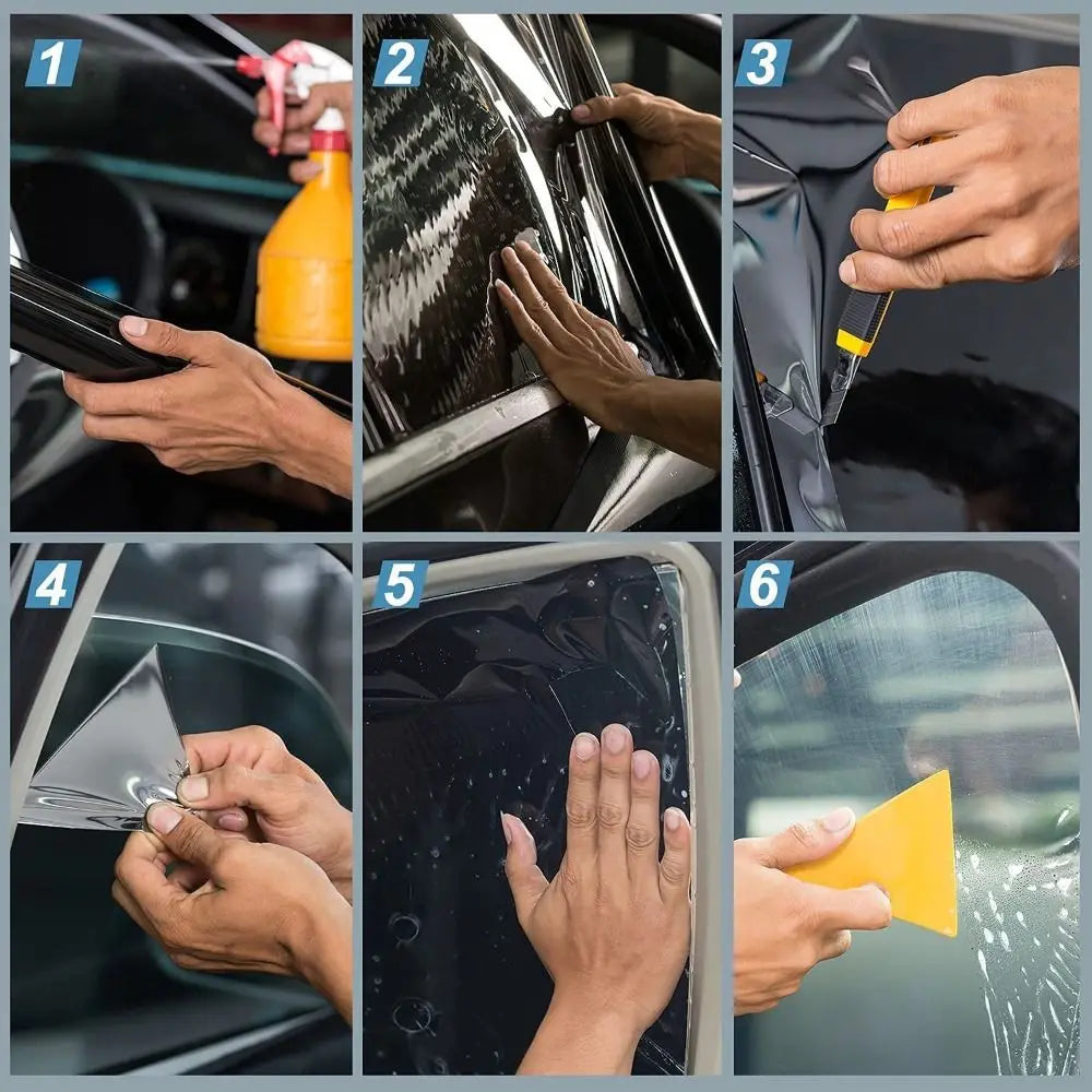 Black Window Tint Film Durable Car Foils Scratch Resistant Glass Sticker Solar UV Protection Sun Shade Practical Windshield