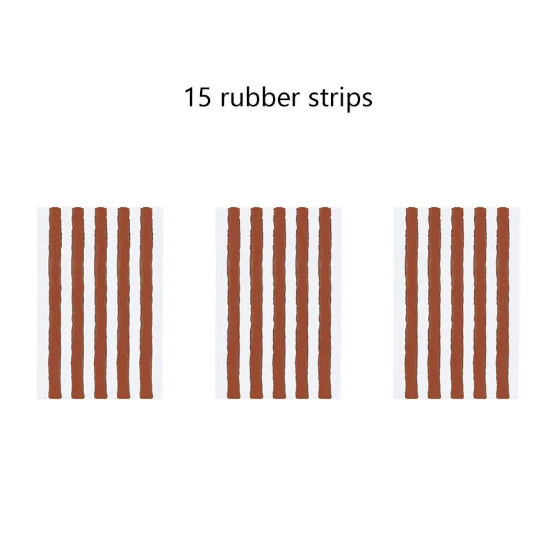 Car Tire Repair Kit for Tubeless Tires: Rubber Strips, Glue & Plug Tools - Auto/Motorcycle Puncture Maintenance