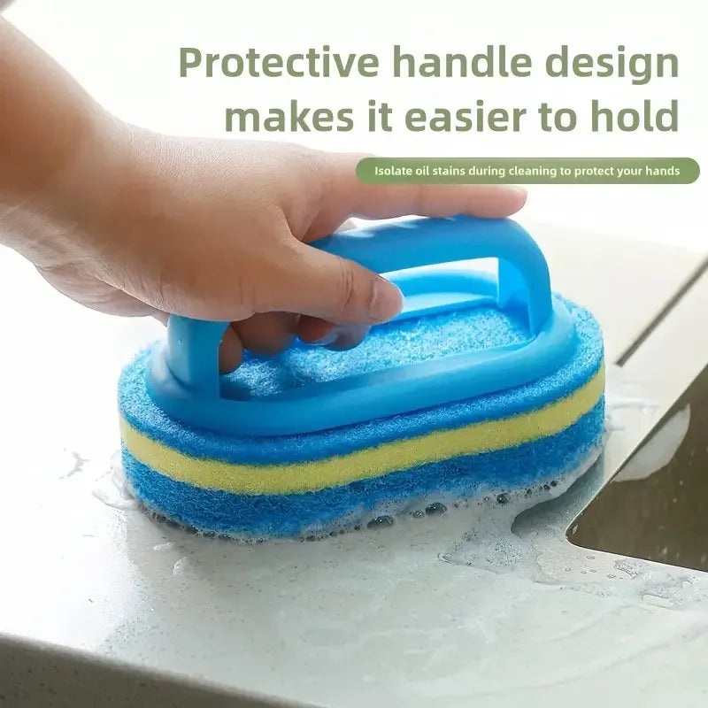 Tiles Sponge Cleaning Brush – Microfiber, Built-in Handle Safe for Hands, Strong Cleaning Power for Kitchen & Bathroom