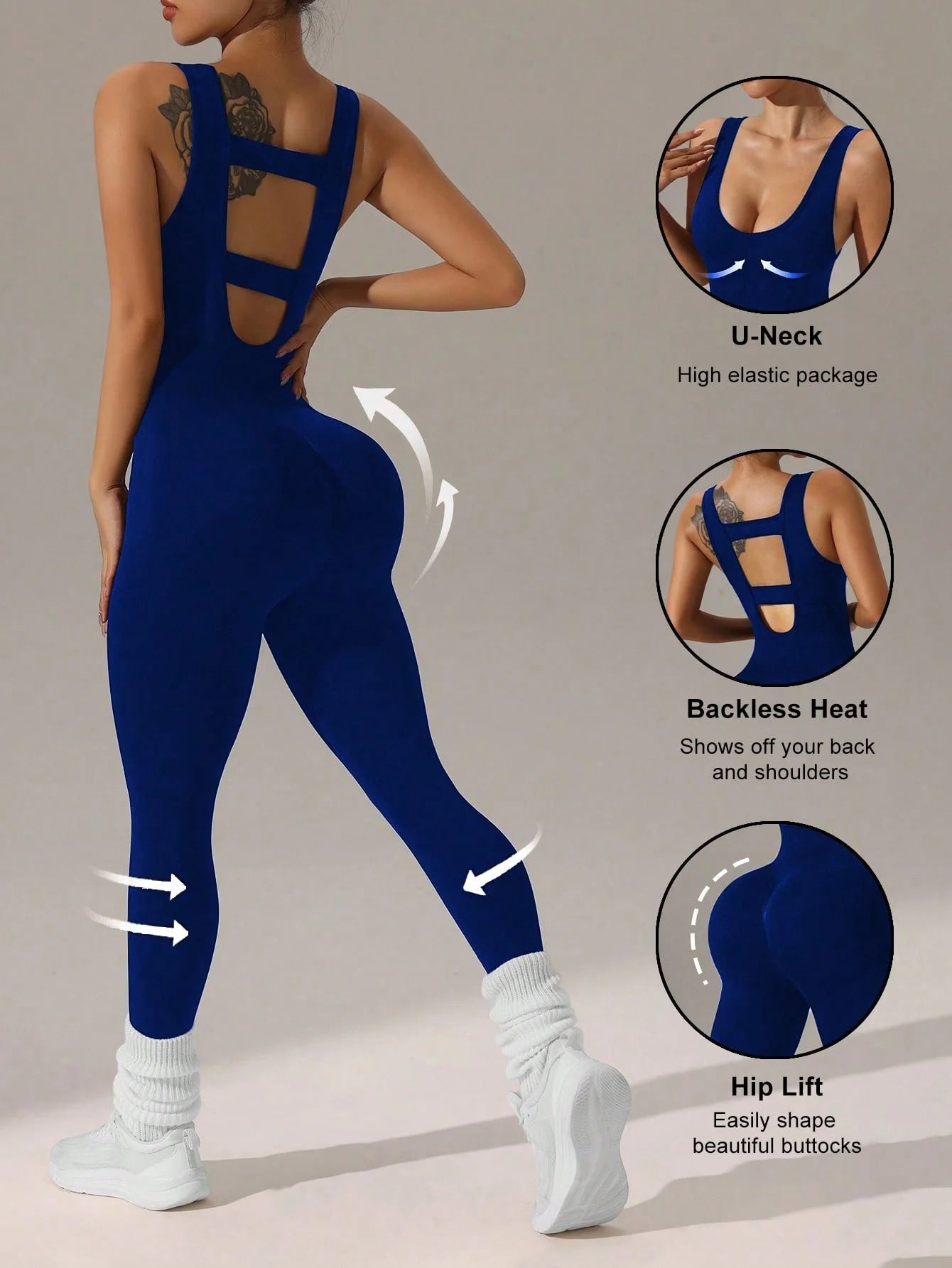 Women's Hollow-Back Vest Jumpsuit — Yoga & Running Bodysuit