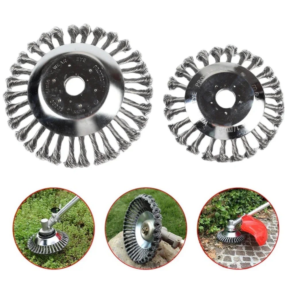 6/8/Inch Weed Brush Cutter Head Lawn Mower Universal Grass Trimmer Head Steel Wire Wheel Brush Disc Garden Trimmer Heads