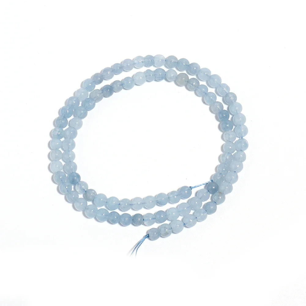 Blue gemstone beads for DIY bracelets, necklaces, pendants, jewelry making, and accessories, natural aquamarine round beads