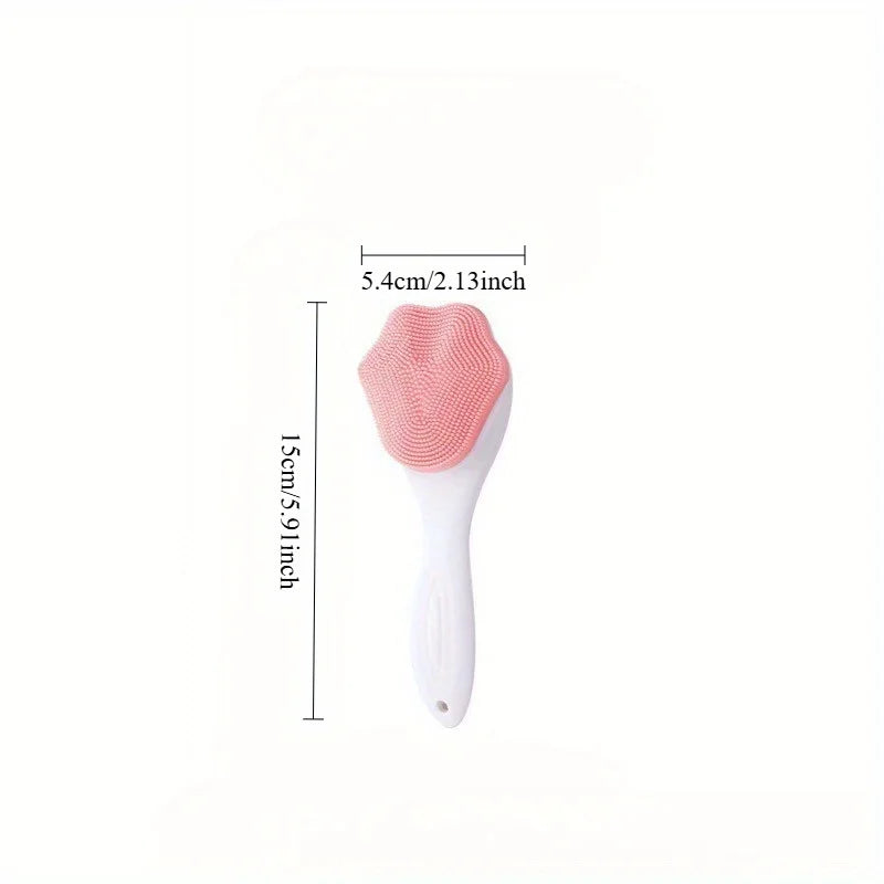 Facial Cleanser Massage Brush with Long Handle, Cat Paw Brush Head, Silicone Soft Hair, Gentle Facial Cleaning Tool.
