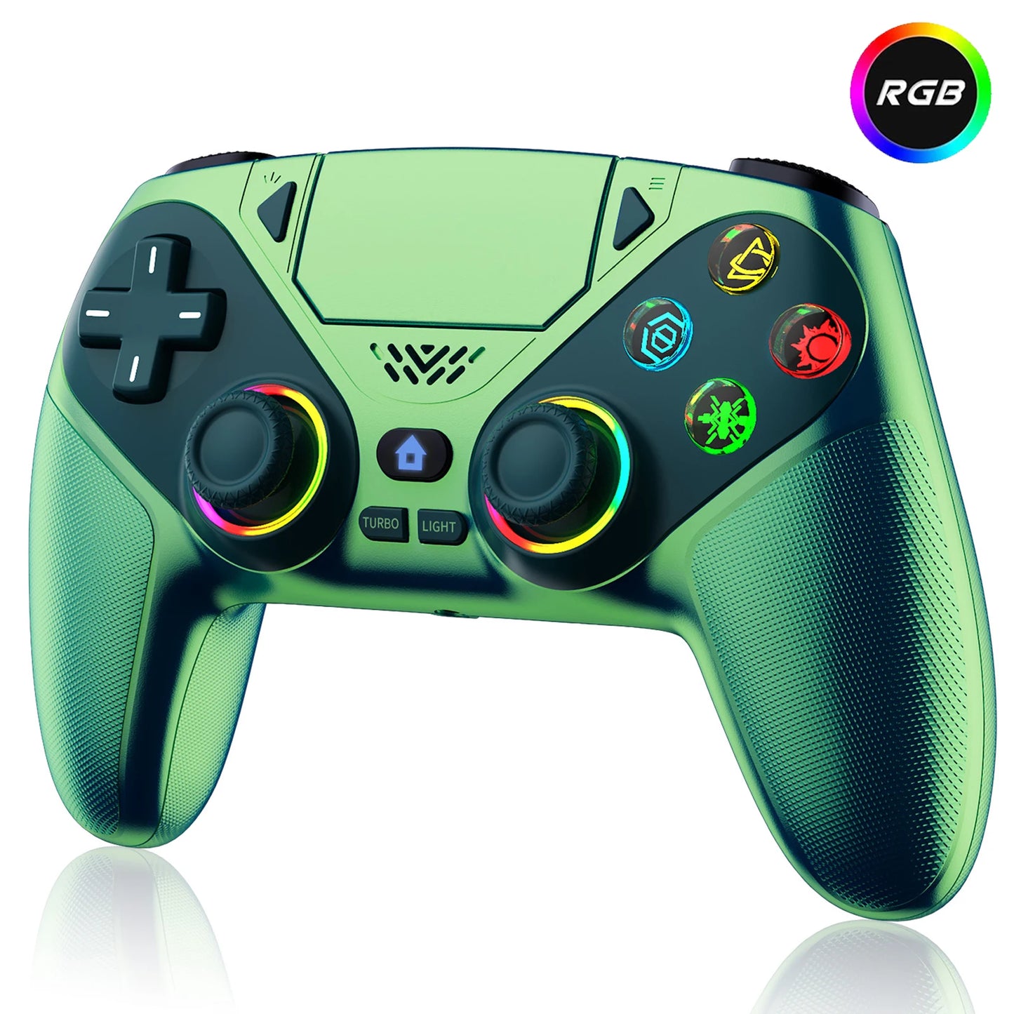 For Playstation 5/PS5/PS4/PC Game Controller,6 Axis Gyro RGB Wireless Gamepads 4-Level Shock Turbo Programmable Gaming Joystick