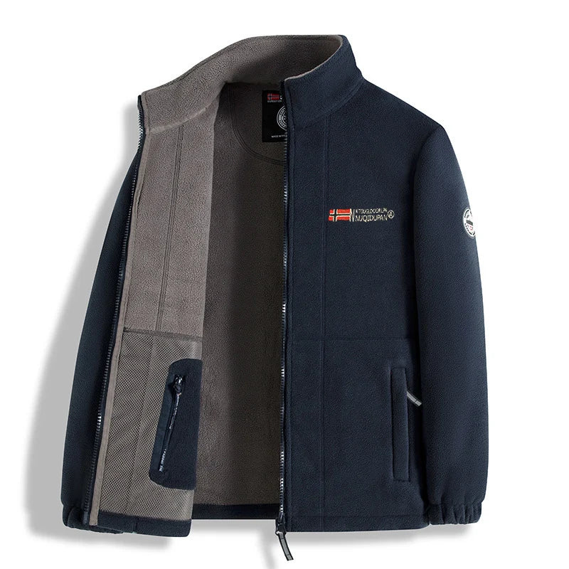 Men's Thick Polar Fleece Winter Jacket - Warm Zip-Up Outdoor Coat - photo 8