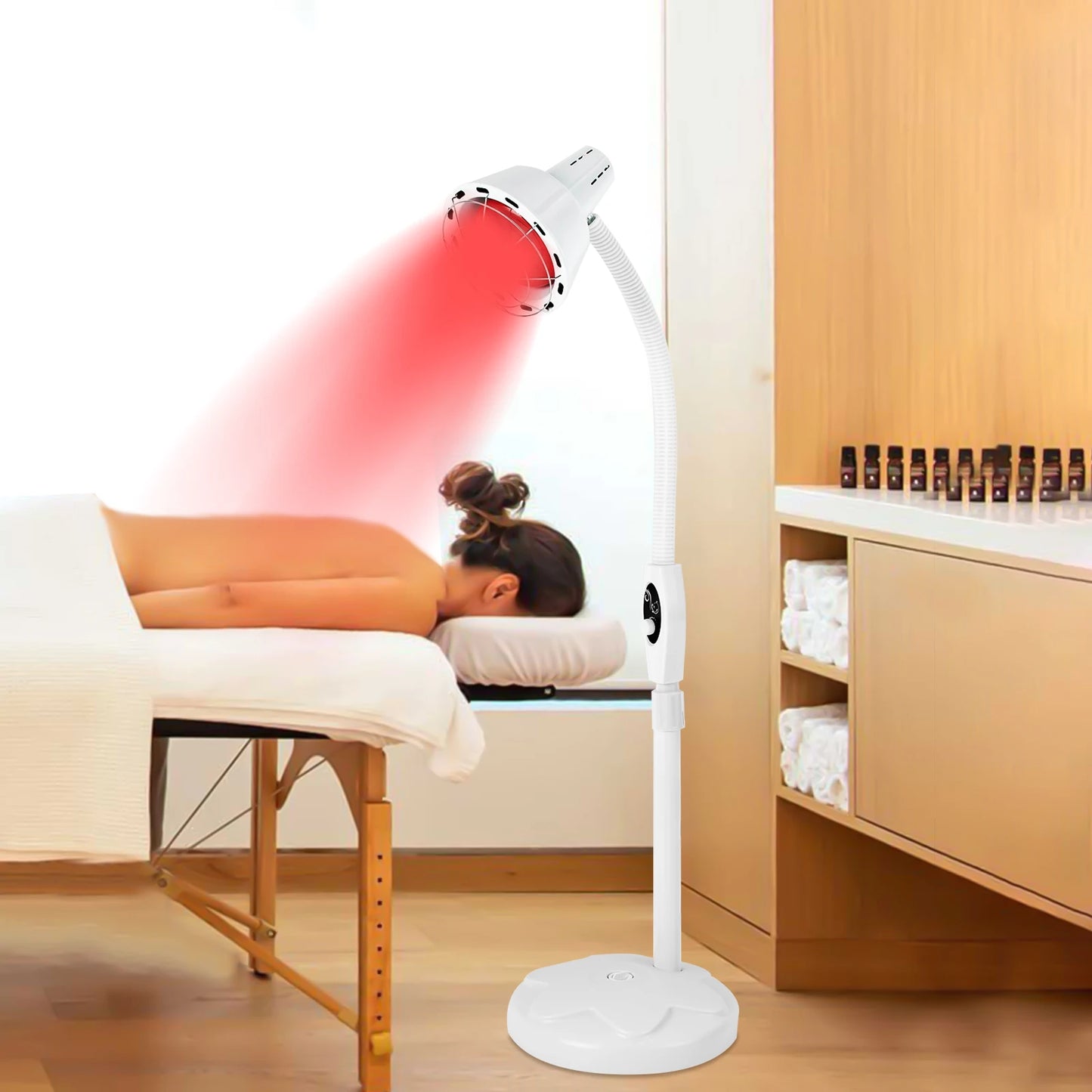 Infrared Heat Lamp, 275W Therapy Lamp for Body or Pain Relief, Adjustable Temperature and Angle Therapeutic Lamp for Home